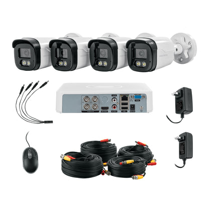 Kit de videovigilancia, 4 canales, 4 cámaras, 5 MP, disco 1 TB, Volteck