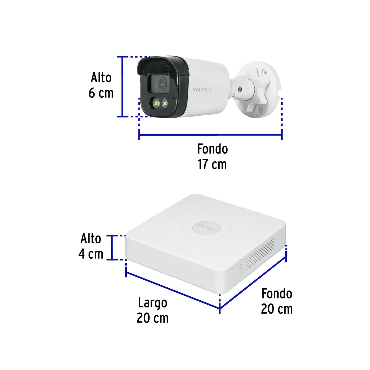 Kit de videovigilancia, 4 canales, 4 cámaras, 5 MP, disco 1 TB, Volteck
