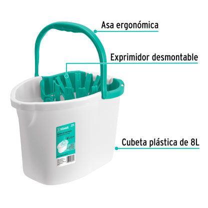 Cubeta plástica con exprimidor, 8 L, KLINTEK