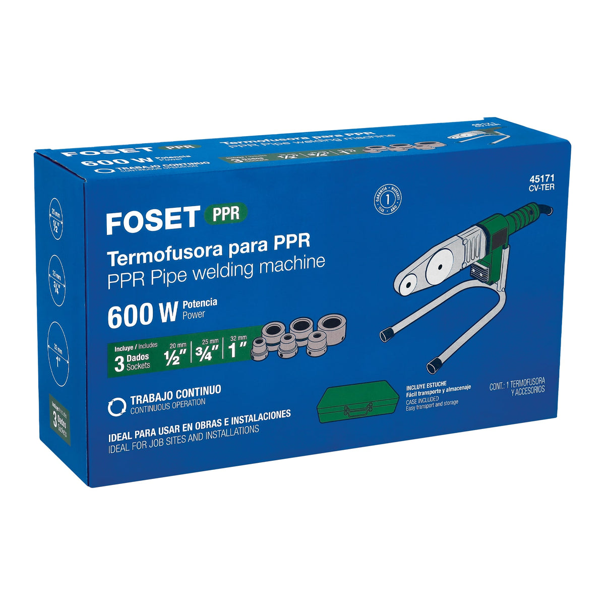 Termofusora de 600 W para PPR, FOSET