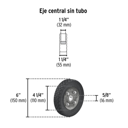 Diablo de carga de 100 kg, ruedas sólidas, balero sencillo