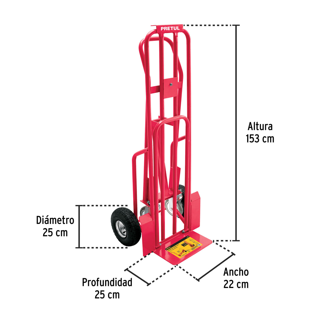 Diablo de carga convertible 3 en 1, 270 kg, ruedas neumáticas