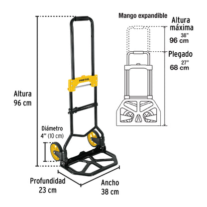 Diablo de carga plegable de acero, 60 kg, PRETUL