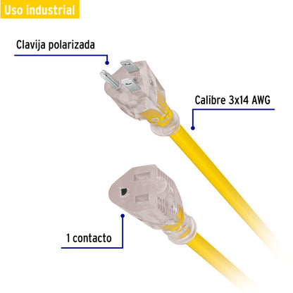 Extensión reforzada aterrizada 20 m, calibre 14, Volteck