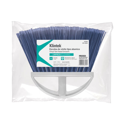 Escoba grande tipo abanico, cerdas de PVC, bastón de madera, KLINTEK