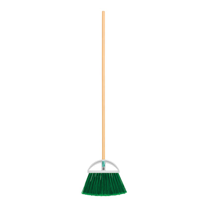 Escoba grande tipo abanico, cerdas de PVC, bastón de madera, KLINTEK