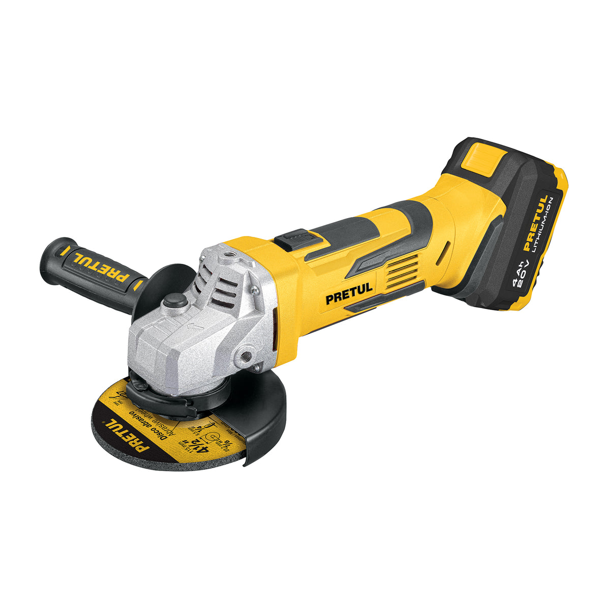 Esmeriladora 4-1/2”, 20 V, 1 batería 4 Ah, PRETUL