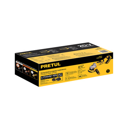Esmeriladora 4-1/2”, 20 V, 1 batería 4 Ah, PRETUL