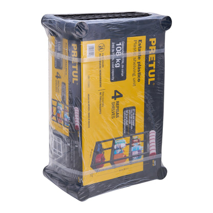 Estante plástico 4 repisas, capacidad 27 kg, 56 x 36 x 123 cm, PRETUL