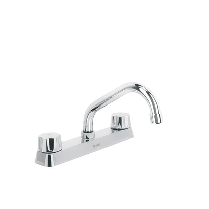 Mezcladora 8” fregadero cromo, cuello corto, hexagonal, BASIC