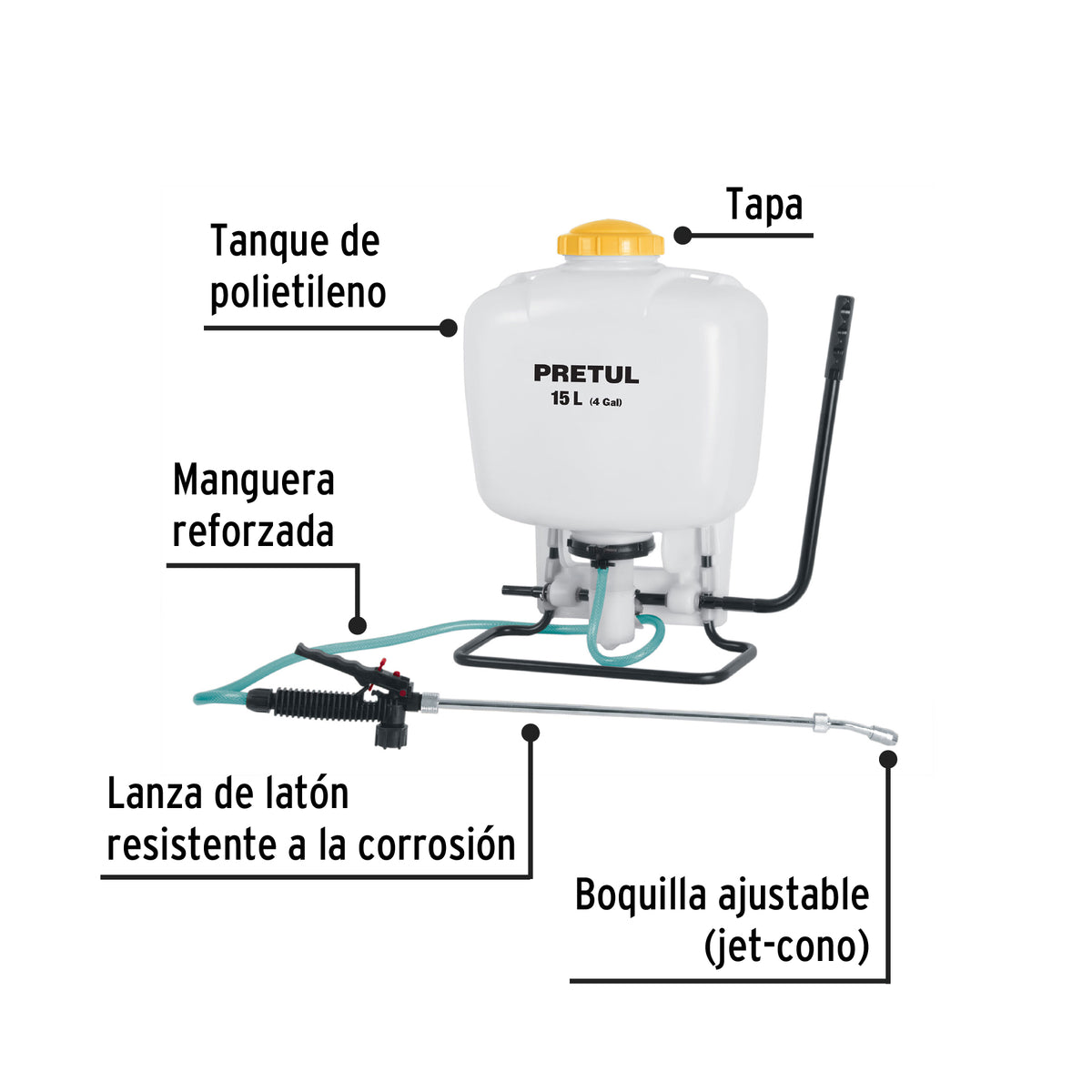 Fumigador de 15 L manual de mochila, PRETUL