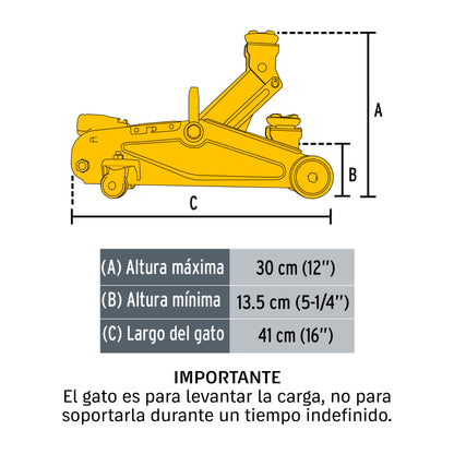 Gato hidráulico de patín 1.5 t, 32 movimientos, PRETUL