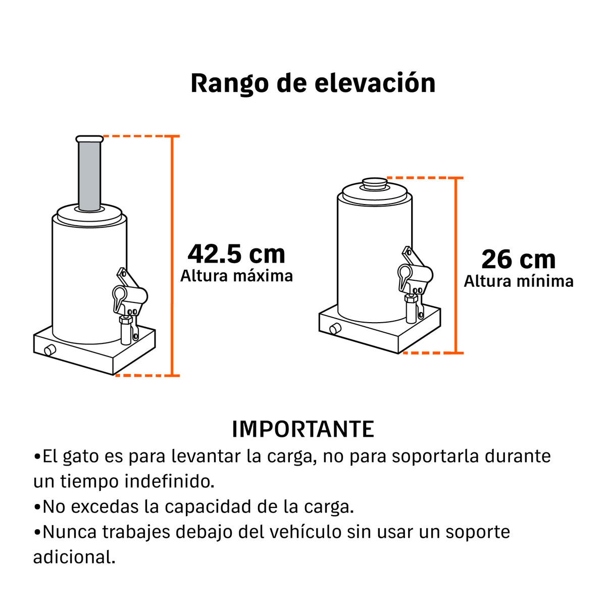 Gato hidráulico de botella, 32 Ton