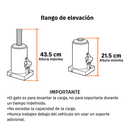 Gato hidráulico de botella, 6 Ton