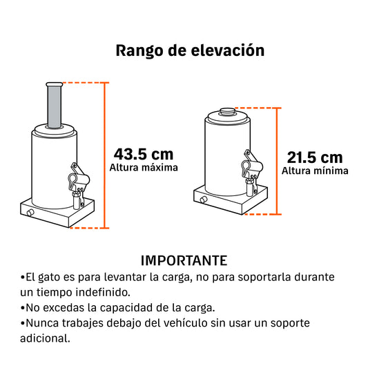 Gato hidráulico de botella, 6 Ton