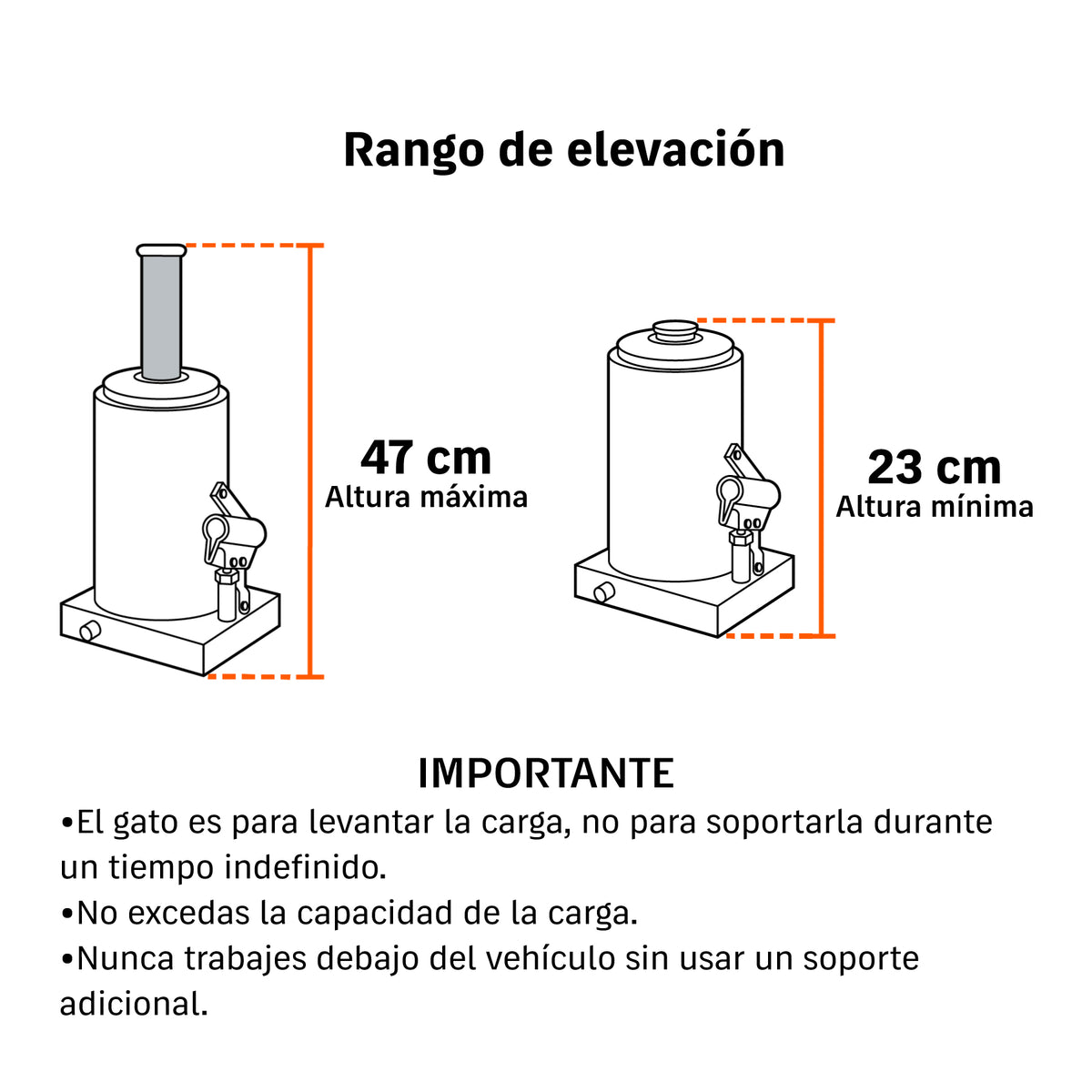 Gato hidráulico de botella, 8 Ton