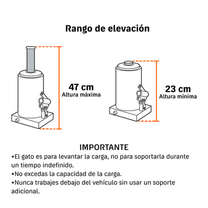 Gato hidráulico de botella, 8 Ton