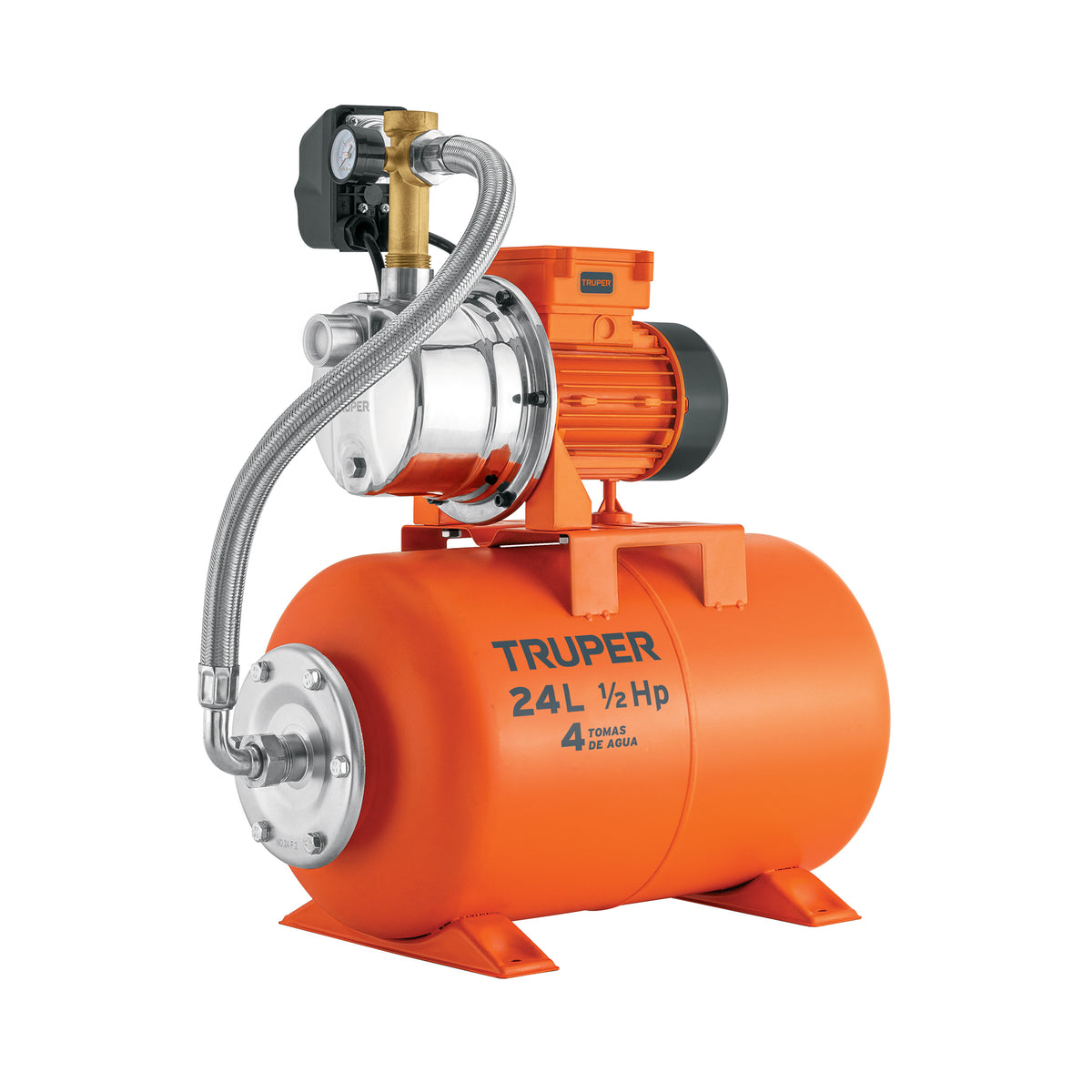 Equipo hidroneumático 24 L, jet inoxidable 1/2 HP