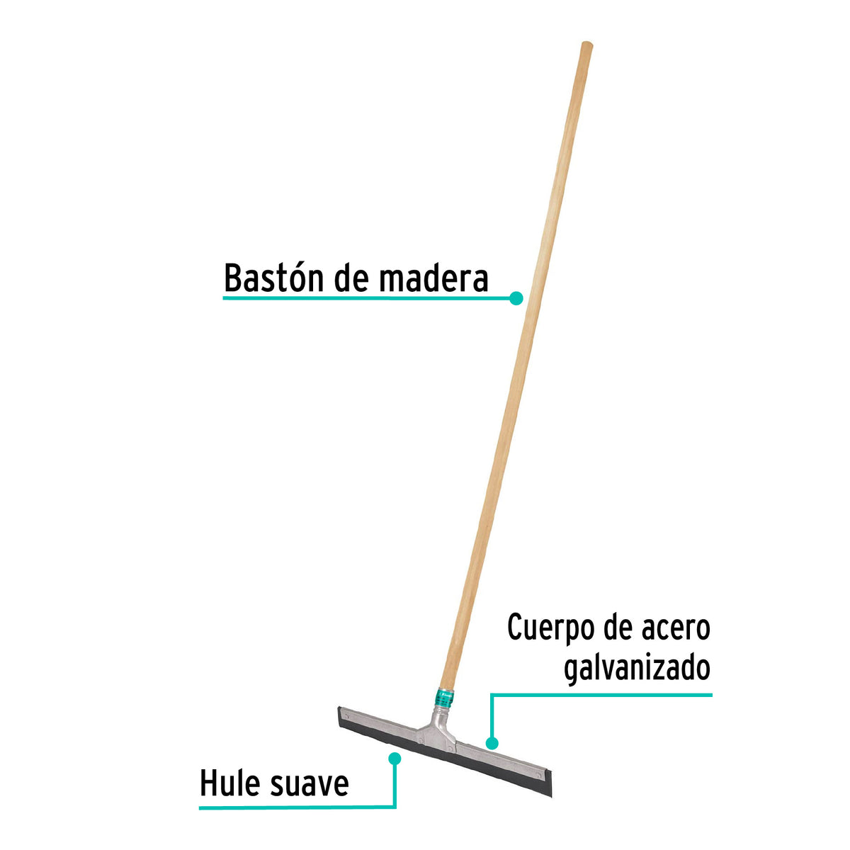 Jalador base acero galvanizado de 40 cm, con bastón de madera, KLINTEK