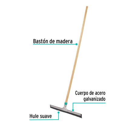 Jalador base acero galvanizado de 40 cm, con bastón de madera, KLINTEK