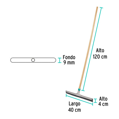 Jalador base acero galvanizado de 40 cm, con bastón de madera, KLINTEK