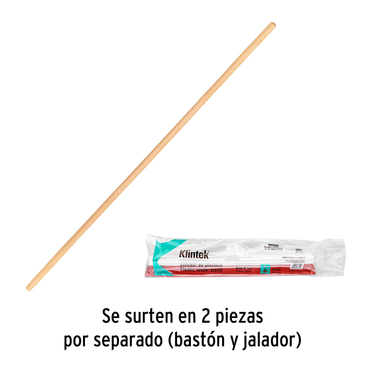 Jalador base plástico de 40 cm, con bastón de madera, KLINTEK