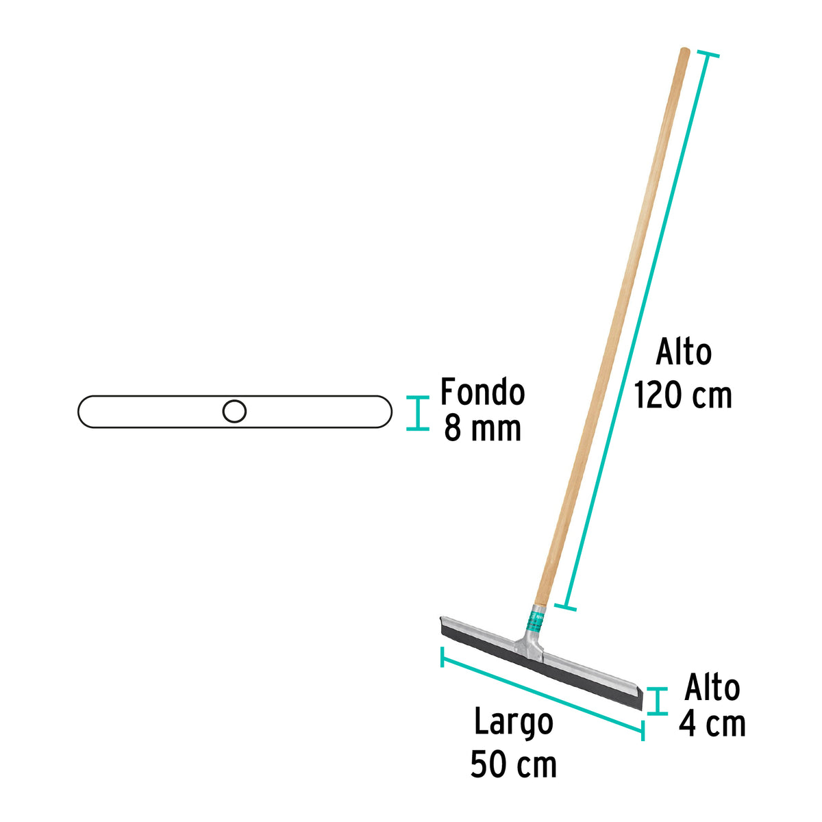 Jalador base acero galvanizado de 50 cm, con bastón de madera, KLINTEK