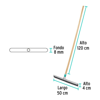 Jalador base acero galvanizado de 50 cm, con bastón de madera, KLINTEK