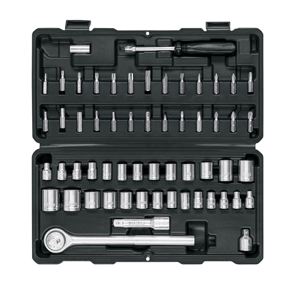 Juego de 60 herramientas 1/4” y 3/8” para mecánico, PRETUL