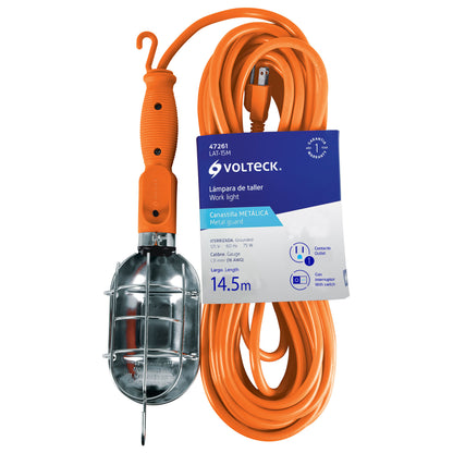 Lámpara de taller con canastilla metálica, 14.5 m, Volteck