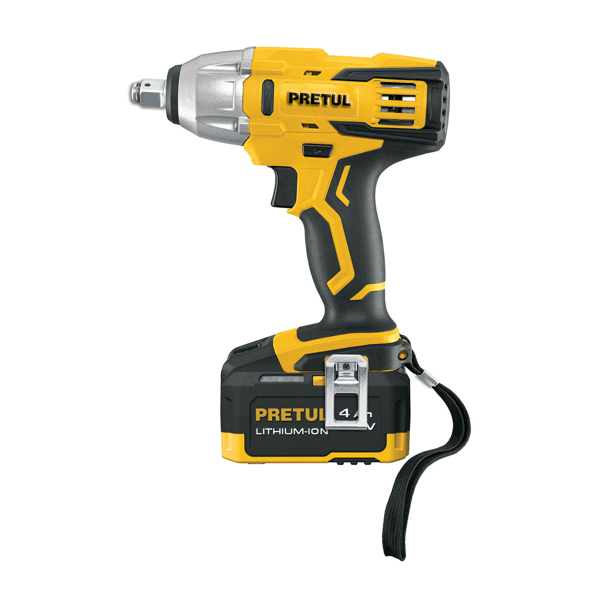 Llave de impacto 1/2”, 20 V, 155 lb/ft, 1 batería 4 Ah, PRETUL