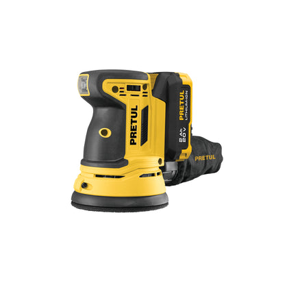 Lijadora roto-orbital 5”, 20 V, 1 batería 2 Ah, PRETUL