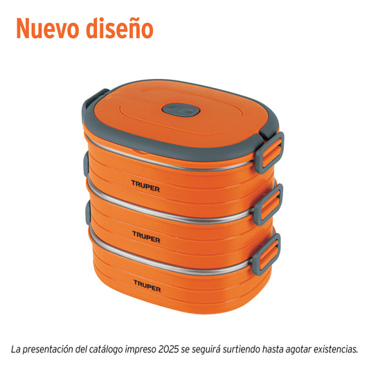 Lonchera térmica con 3 contenedores de acero inoxidable, TRUPER