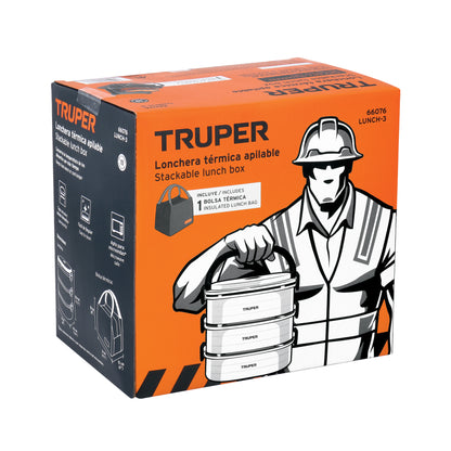 Lonchera térmica con 3 contenedores de acero inoxidable, TRUPER