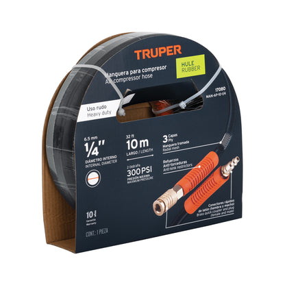 Manguera para compresor de hule, 10 m x 1/4”