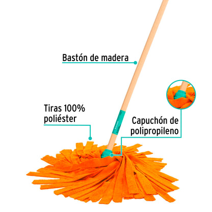 Trapeador de microfibra tipo toalla, bastón de 120 cm, KLINTEK