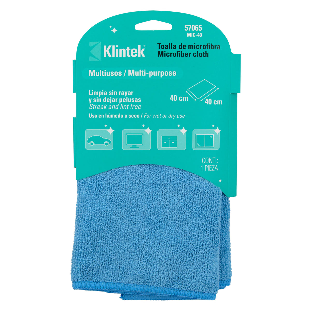 Toalla de microfibra de 40 × 40 cm, KLINTEK