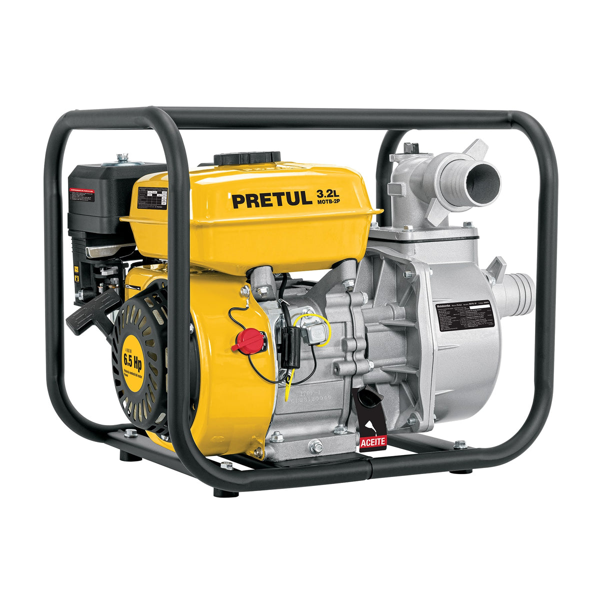 Motobomba autocebante 2” x 2”, gasolina 6-1/2 HP, agrícola, PRETUL