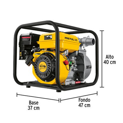 Motobomba autocebante 2” x 2”, gasolina 6-1/2 HP, agrícola, PRETUL