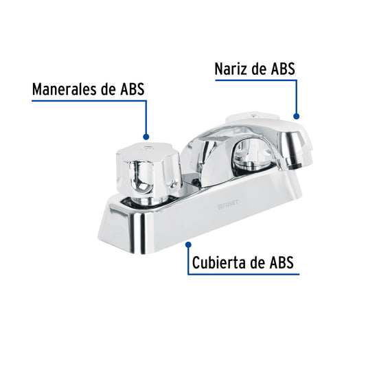 Mezcladora 4” lavabo, ABS, cuello corto, BASIC