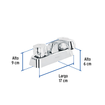 Mezcladora 4” lavabo, ABS, cuello corto, BASIC