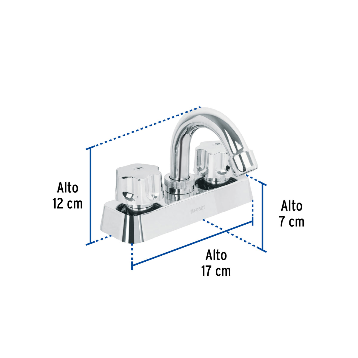 Mezcladora 4” lavabo, ABS, cuello curvo, BASIC