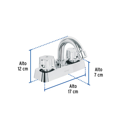 Mezcladora 4” lavabo, ABS, cuello curvo, BASIC