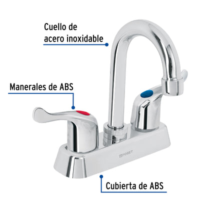 Mezcladora 4” lavabo, ABS, cuello bar, palanca, BASIC