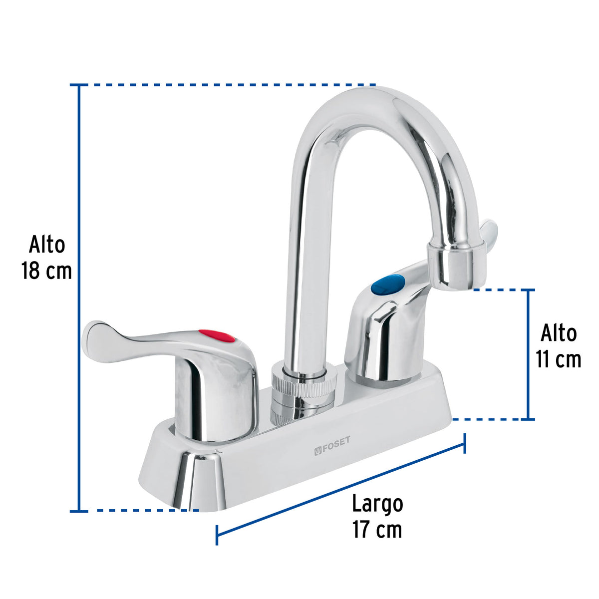 Mezcladora 4” lavabo, ABS, cuello bar, palanca, BASIC