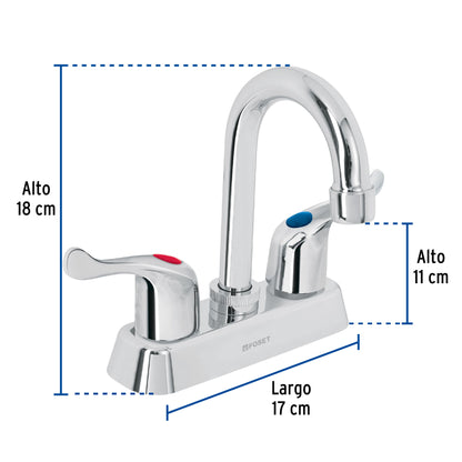 Mezcladora 4” lavabo, ABS, cuello bar, palanca, BASIC