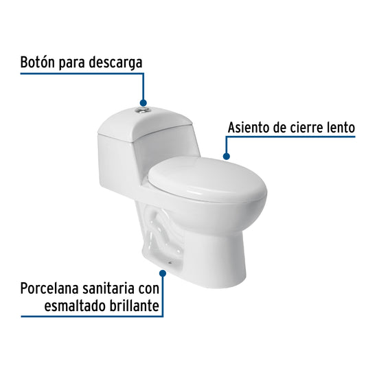 Sanitario one piece alargado de porcelana, blanco, FOSET