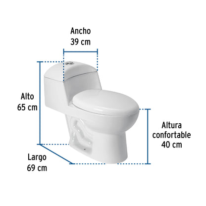Sanitario one piece alargado de porcelana, blanco, FOSET