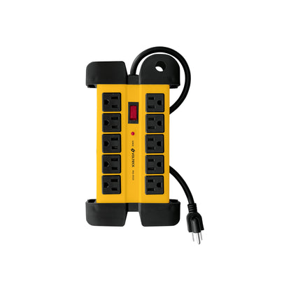 Multicontacto 14 AWG industrial, supresor de picos, 10 entradas