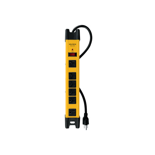 Multicontacto 14 AWG industrial, supresor de picos, 6 entradas
